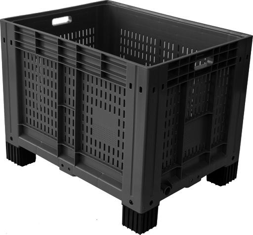 Palots de plástico con acabado calado, es decir, con rejilla que permite la ventilación de los productos de dentro de la big box